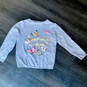 Girls butterfly grey sweater size 4-7 years